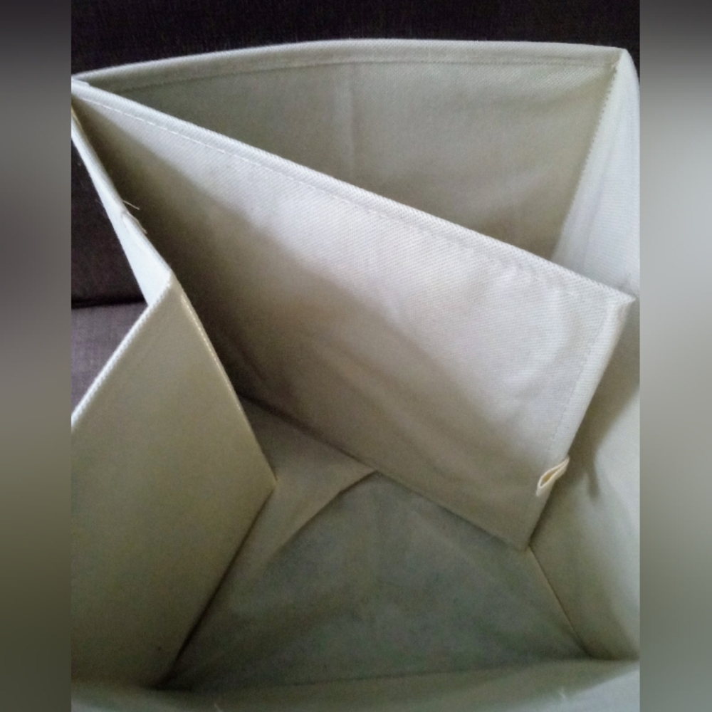 2/$10 Neutral Beige Weave Front Fabric Collapsible Storage Bin - Picture 3 of 9